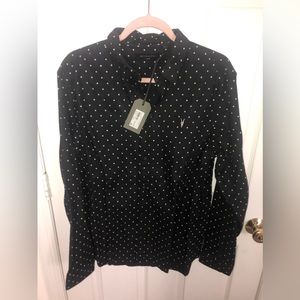 All Saints Long sleeve Dark Grey(almost black) and white dots - L